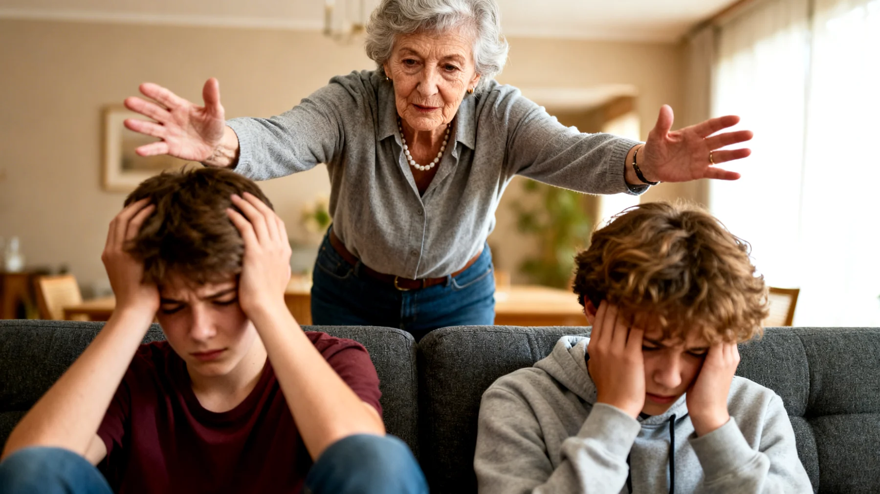 Oma beschermt haar adolescente kleinkinderen overmatig, waardoor zij moeite hebben om zelfstandigheid en veerkracht te ontwikkelen"