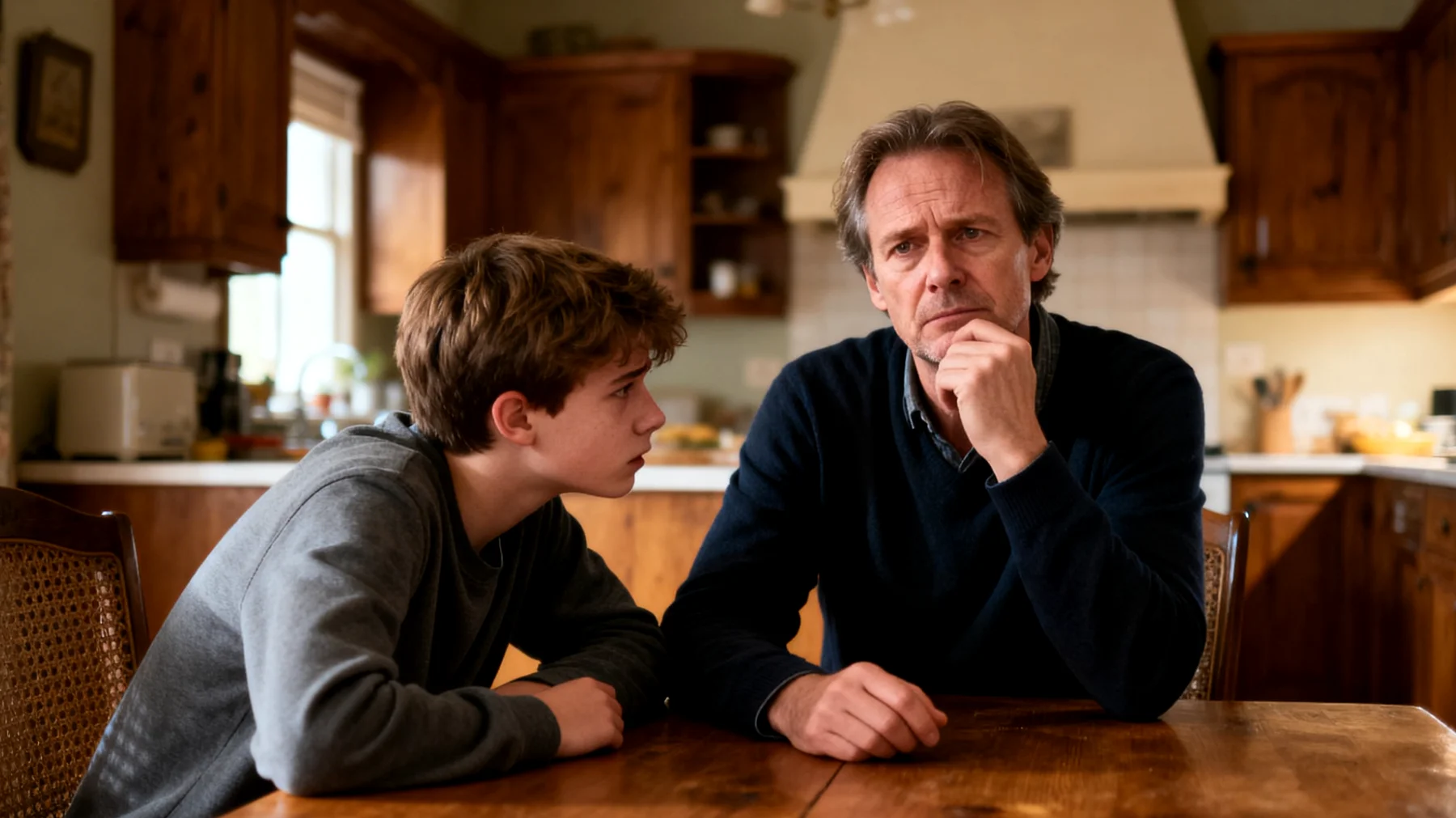 Vader die moeite heeft om zijn adolescent zoon of dochter te stimuleren meer zelfstandig te worden, omdat de tiener emotioneel sterk afhankelijk blijft en voortdurend bevestiging, geruststelling en betrokkenheid van de vader nodig heeft bij dagelijkse beslissingen en uitdagingen"